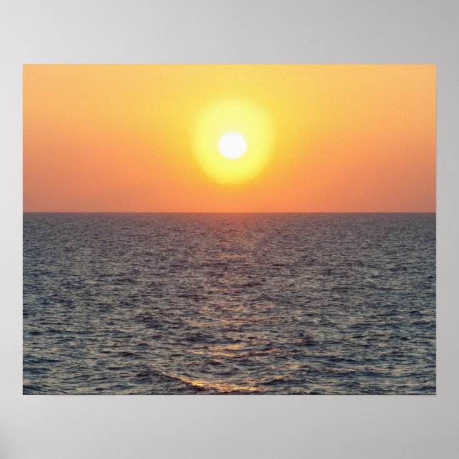 Affiche Grèce, mer Egée horizon au coucher du soleil (Devant)