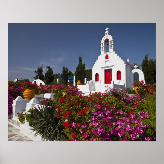 Affiche Grèce, Mykonos, Jolie petite chapelle dans la (Devant)