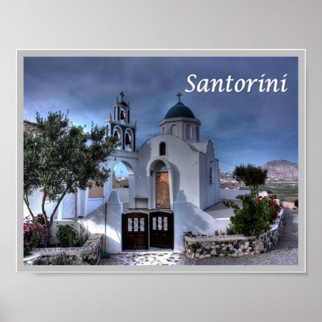 Affiche Grèce - Santorin - Thera - Thira - Chur - (Devant)