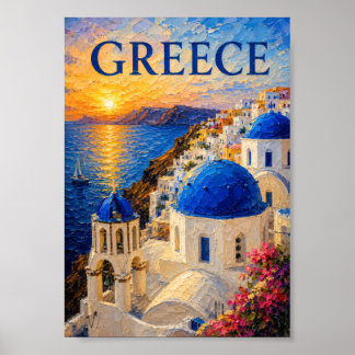 Affiche Grèce : Souvenir artistique du coucher de soleil r