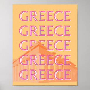 Affiche Grèce Travel Art, Summer Travel Art, Orange