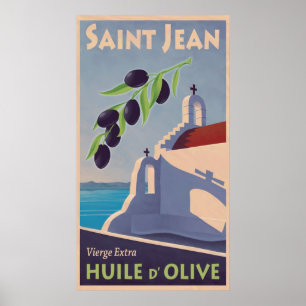 Affiche grecque vintage de voyage d'huile d'olive