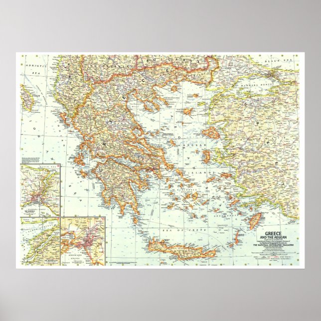 Affiche " Greece and the Aegean : 1958 detailed map ... (Devant)
