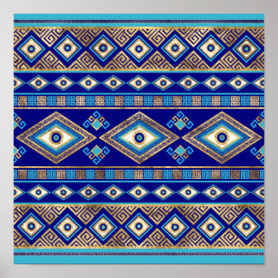 Affiche Greek Evil Eye and Meander Key Ornament