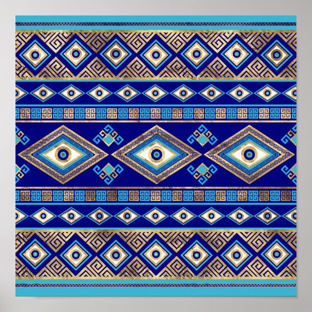 Affiche Greek Evil Eye and Meander Key Ornament (Devant)