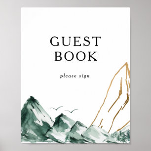 Affiche Green and Gold Mountain Guest Book Sign
