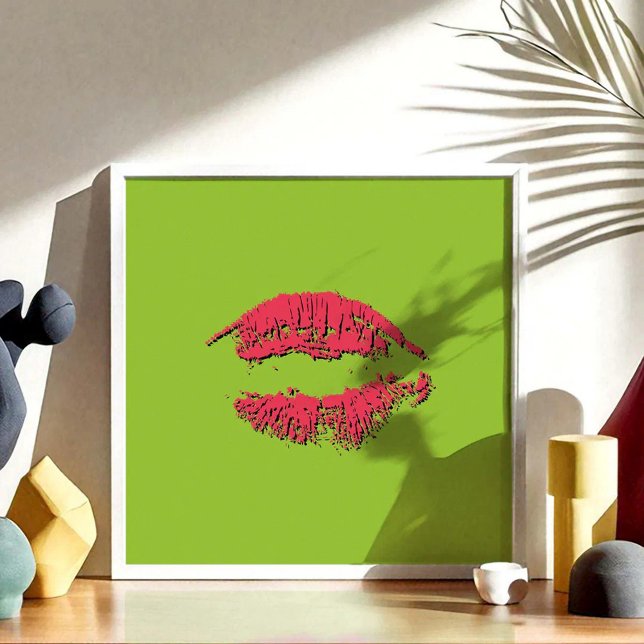 Affiche Green and Red Kissing Lips (Créateur téléchargé)