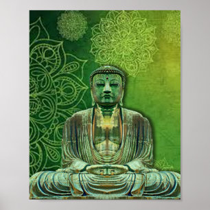 Affiche Green Buddha Lotus Flower