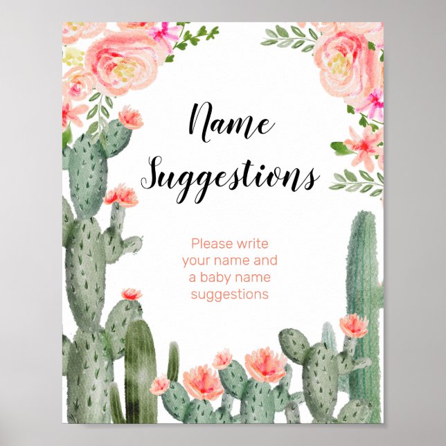 Affiche Green Cactus floral Nom Suggestions (Devant)