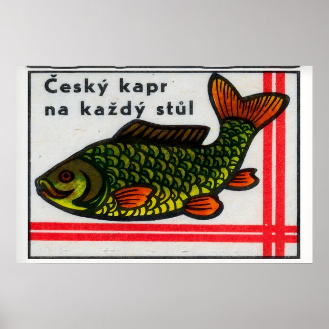Affiche Green Carp Fish - Matchbox Print - Czech Wall Art (Devant)