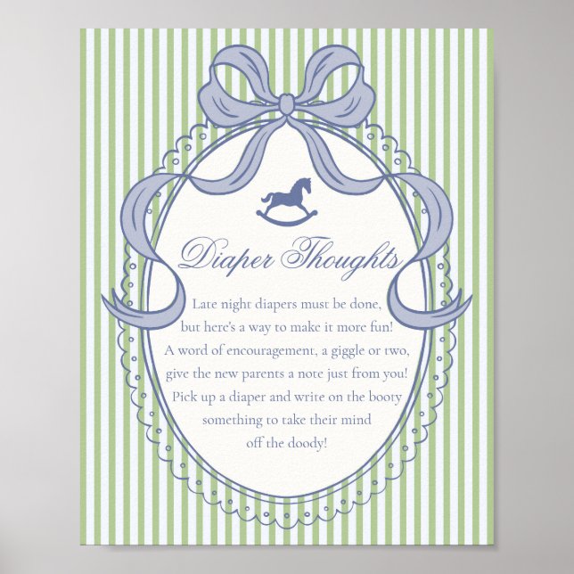 Affiche Green Coquette Bow Rocking Horse Diaper Thoughts (Devant)