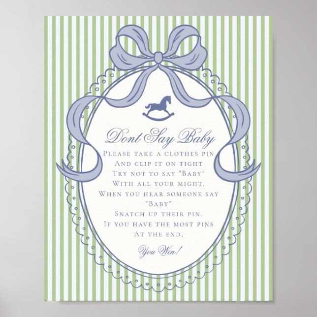 Affiche Green Coquette Bow Rocking Horse Dont Say Baby (Devant)