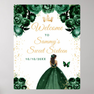 Affiche Green Dark Skin Princess Sweet sixteen Bienvenue
