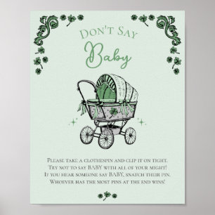Affiche Green Don't Say Baby Winter Baby shower Jeu