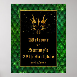 Affiche Green Dragon Scales Gold Anniversaire Bienvenue