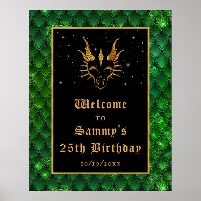 Affiche Green Dragon Scales Gold Anniversaire Bienvenue (Devant)
