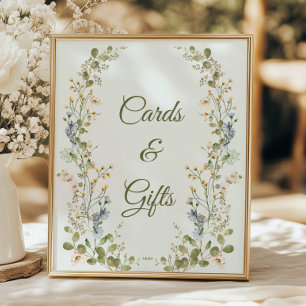 Affiche Green Elegant Fleur sauvage de mariage cartes et c