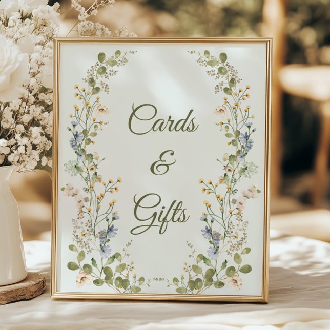 Affiche Green Elegant Fleur sauvage de mariage cartes et c (Créateur téléchargé)