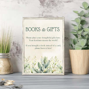 Affiche Green Eucalyptus Livres Et Cadeaux Baby shower