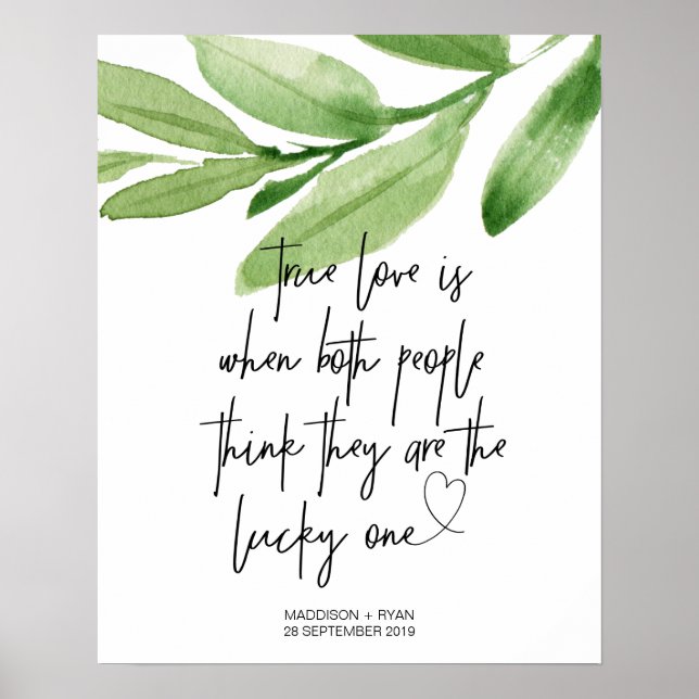 Affiche Green Eucalyptus Outdoor Mariage True Love Welcome (Devant)