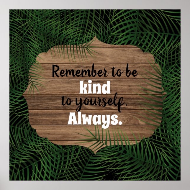 Affiche Green Fresh Exotic Palm Feuille Citation Inspirati (Devant)