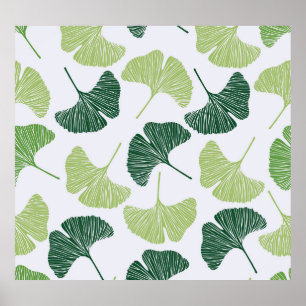 Affiche Green Ginkgo Biloba Motif sans couture