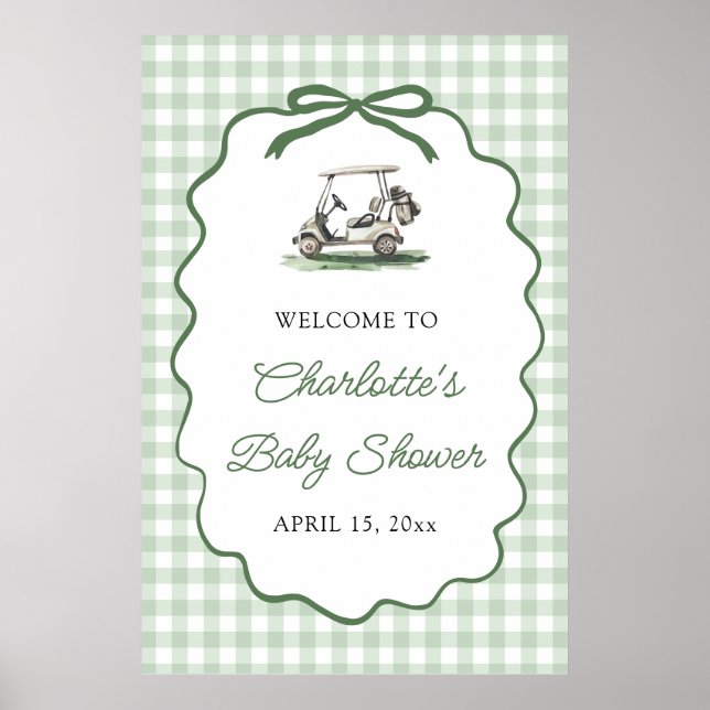 Affiche Green Golf New to the Club Baby Shower Welcome (Devant)