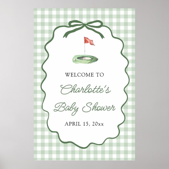 Affiche Green Golf New to the Club Baby Shower Welcome (Devant)