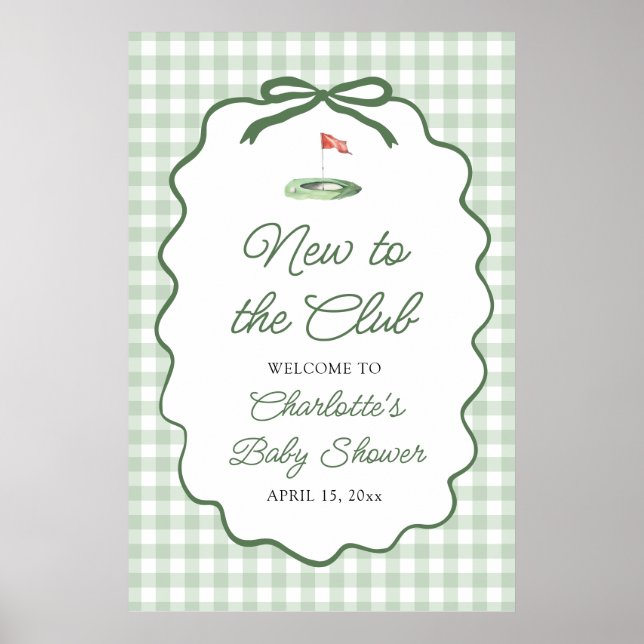 Affiche Green Golf New to the Club Baby Shower Welcome (Devant)
