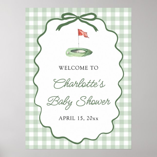 Affiche Green Golf New to the Club Baby Shower Welcome (Devant)