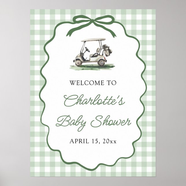 Affiche Green Golf New to the Club Baby Shower Welcome (Devant)