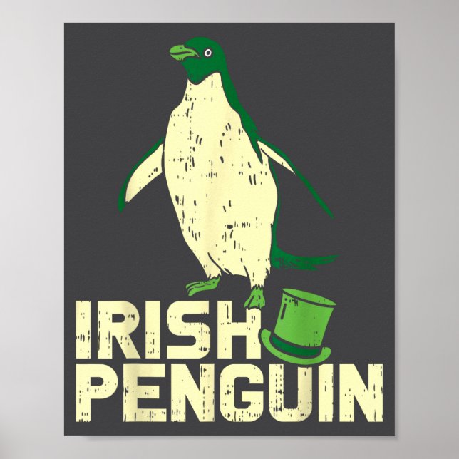 Affiche Green Irish Penguin Cute St Patricks Day Animal Lo (Devant)