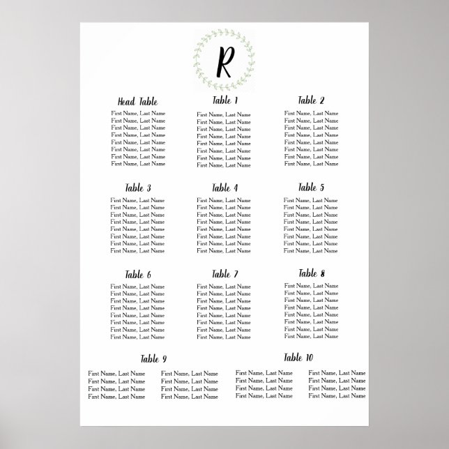 Affiche Green Laurel - Affectation de tables Mariages (Devant)