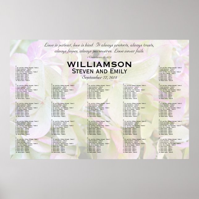 Affiche Green Lavender Love is Patient Seating Chart (Devant)