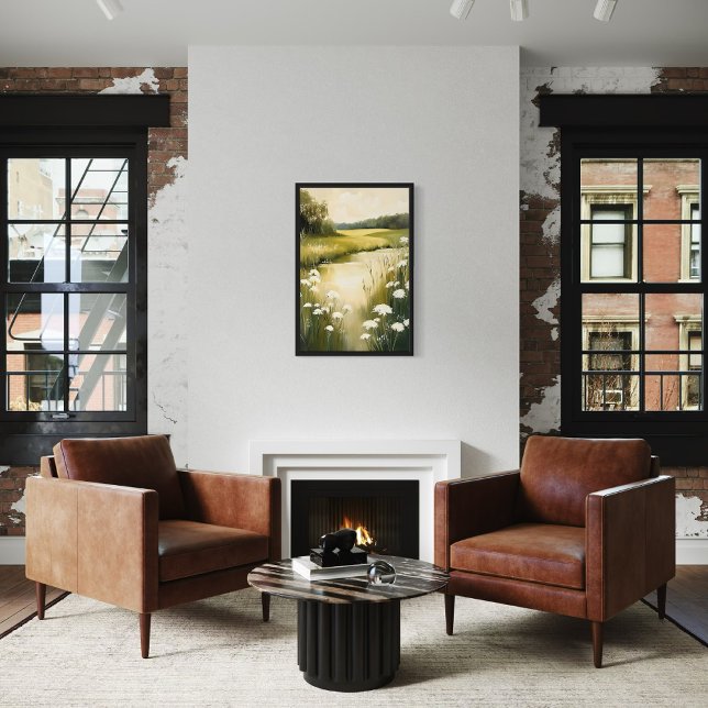 Affiche Green Meadow - Paysage Fleur sauvage serein (Créateur téléchargé)