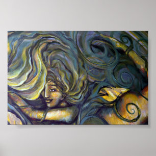 Affiche Green Nature Déesse Floral Green Garden Sorcière