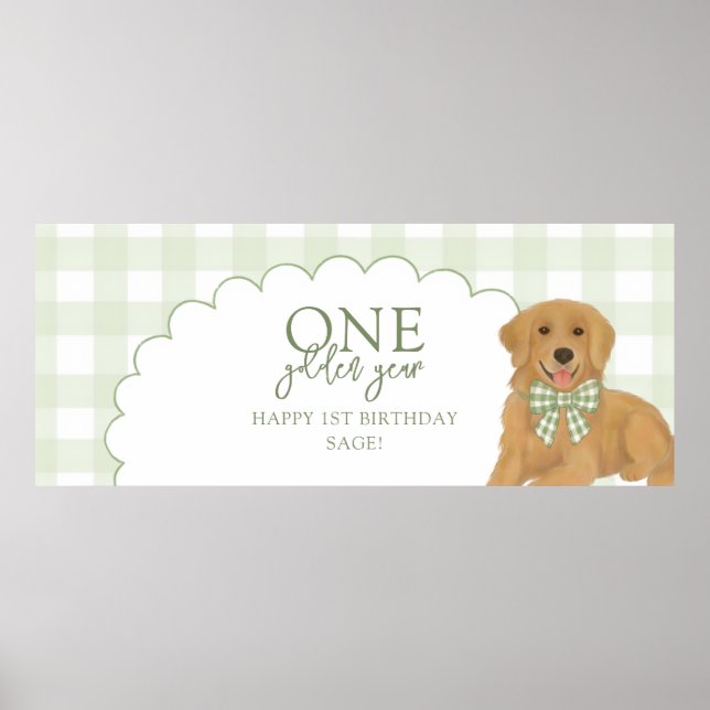 Affiche Green One Golden Year Retriever Puppy 1st Birthday (Devant)