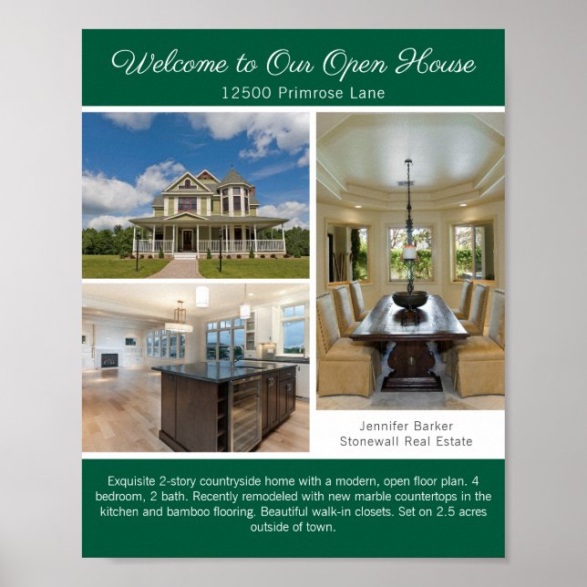 Affiche Green Open House Welcome Real Estate Photo (Devant)