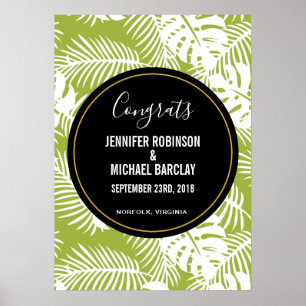 Affiche Green Palm Leaves Rainforest Pattern