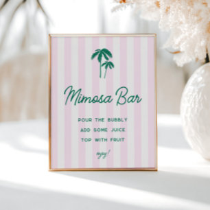 Affiche Green Palms Pink Stripes Mimosa Bar
