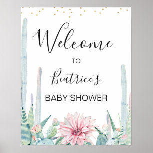 Affiche Green Pink Taco Bout Un Baby shower Bébé Bienvenue