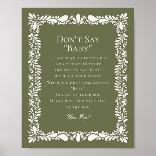 Affiche Green Pink Talavera Carreaux Dont dire Baby shower
