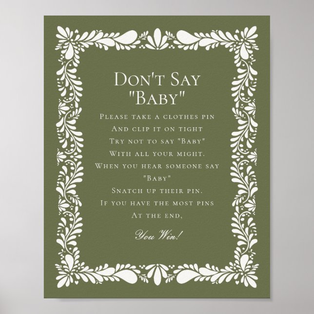 Affiche Green Pink Talavera Carreaux Dont dire Baby shower (Devant)