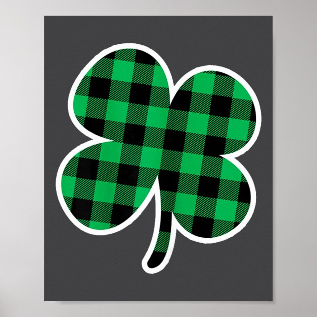 Affiche Green Plaid Clover St Patricks Day Women Shamrock  (Devant)