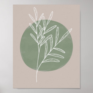 Affiche Green Sage Farmhouse Botanique Blanc