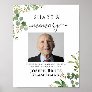 Affiche Green Share a Memory Funeral Photo