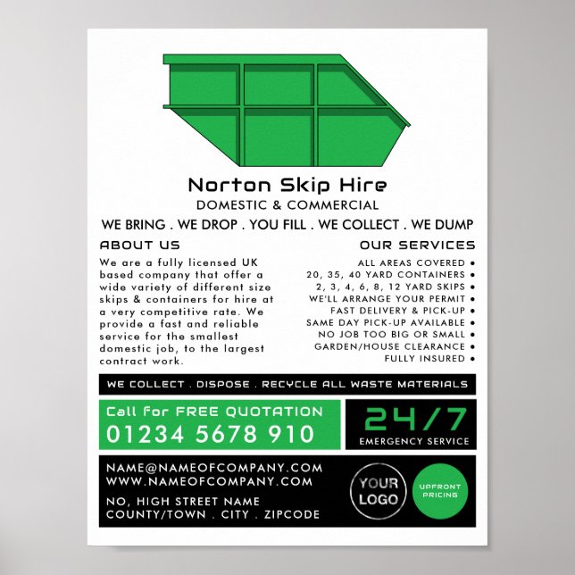 Affiche Green Skip, Skip/Dumpster Company Advertising (Devant)