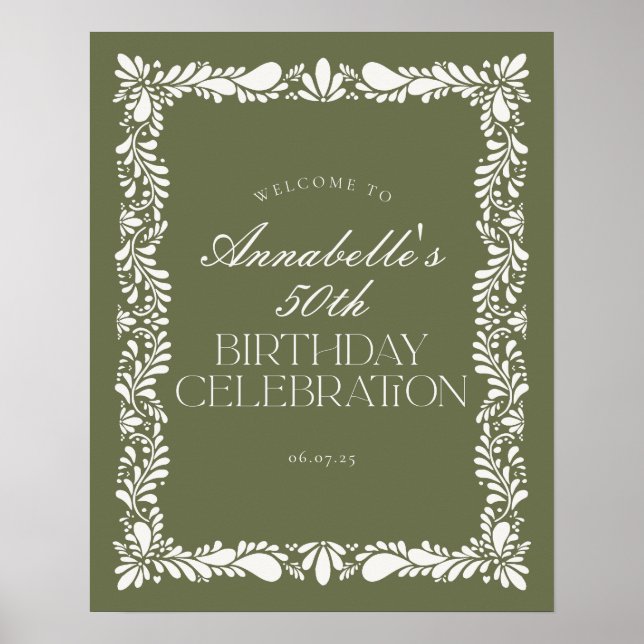 Affiche Green Talavera Carrelage Fiesta Anniversaire Fête  (Devant)
