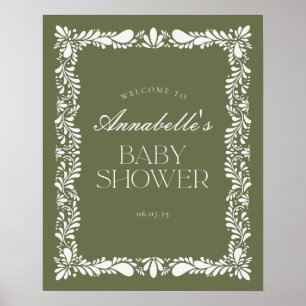 Affiche Green Talavera Carrelage Fiesta Baby shower Bienve
