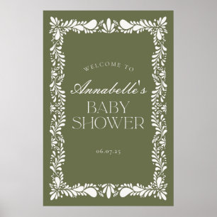 Affiche Green Talavera Carrelage Fiesta Baby shower Bienve